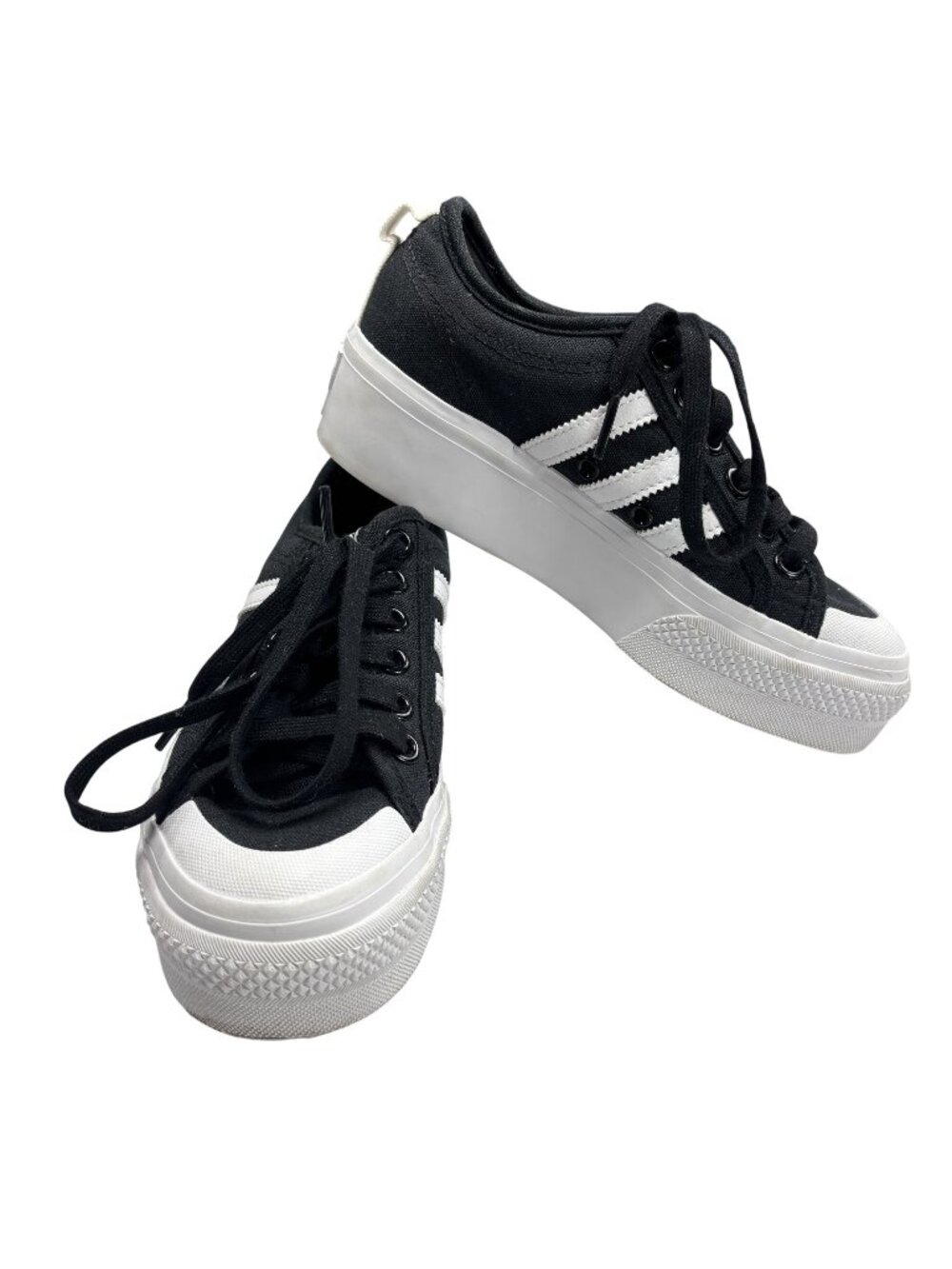 Adidas Nizza Platform Sneakers Black & White Canvas Womens US 5 EU 36.5